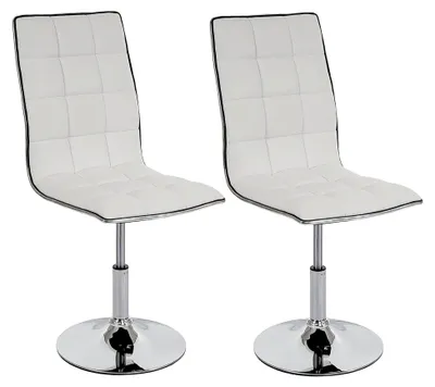 Produktbild von 2er-Set Esszimmerstuhl, höhenverstellbar und drehbar, Kunstleder - - weiß