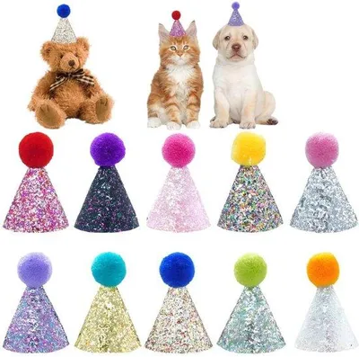 Productafbeelding van Set van 10 Mini Feesthoedjes voor Pluche Speelgoed