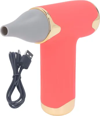 Imagen del producto de Secador de pelo eléctrico de 60 W, alta velocidad, 4 niveles, flujo de aire potente, funcionamiento silencioso, batería de 1100 mAh, soplador de mano, color rojo