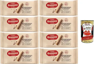Produktbild von Forno Bonomi- Savoiardi bigusto al cioccolato Keks-Löffelchen mit Schokolade 8x 200gr + Italian Gourmet polpa 400g