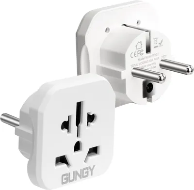 Produktbild von Universeller Reiseadapter – Set mit 2 Stück – Adapter für Steckdosen in den USA für Frankreich – Geeignet für England, China, Australien – Weiß
