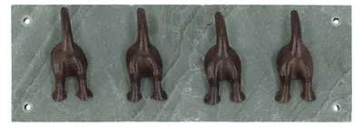 Produktbild von Wandhaken mit 4 Haken 'Hundeschwanz' aus Schiefer und Gusseisen