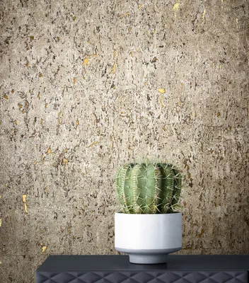 Produktbild von NEWROOM Tapete Grau Vliestapete Leicht Glänzend - Beton-Optik Industrial Taupe Gold Beton Unifarbe Unitapete Loft Putz-Optik