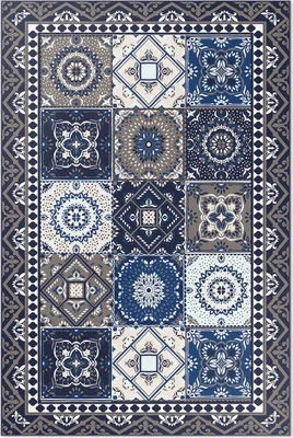 Produktbild von Florale fliesen elegante fliesen – Vinylteppich – 120x180 cm – Indoor Teppich – Flur – Pflegeleicht – Modern