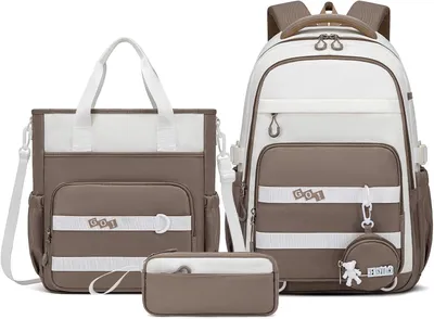 Productafbeelding van Schoolrugzak 3-delig, voor meisjes, schooltas set met schoudertas en pouch, waterdicht, voor school
