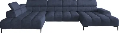 Produktbild von Plaza Ecksofa in U-Form, Linke Seite, Funktional Komfortable Schlaffunktion Verstellbare Kopfstützen Verstellbarer Sitz Wellenfedersystem Hochelastischer Schaum 385x216 cm, Blau