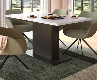 Produktbild von Esstisch "Home-X" in weiß und grau, Säulentisch ausziehbar 150 - 190 cm