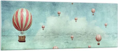 Produktbild von Bilder auf glas - Baloons Phantasie Illustration Fantasie - 140x50cm - Glasbilder - Wandbilder - Kunstdruck - Wanddekoration aus Glas - Glas Bilder - Wandbild auf Glas - GAB140x50-3065