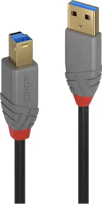 Obrázek produktu pro Lindy 36742, 2 m, USB A, USB B, USB 3.2 Gen 1 (3.1 Gen 1), 5 Gbit/s, Černá, Šedá