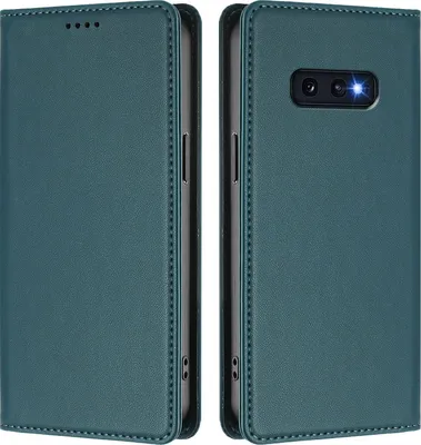 Image de Étui en cuir pour Samsung Galaxy S10E, étui à rabat magnétique en cuirPolyuréthaneavec support, vert