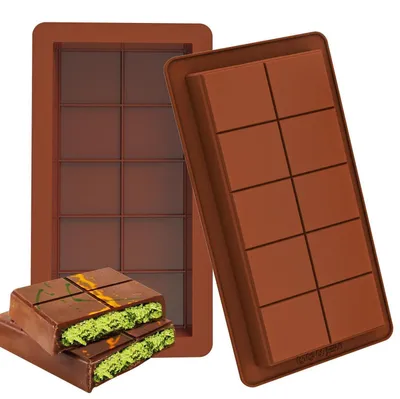 Image de Moules en silicone pour chocolat, lot de 2, 10 cavités, profonds, résistants à la chaleur