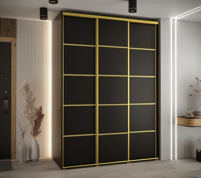 Obrázek produktu pro Šatní skříň ASIRI 4 - 180/60 cm, černá / zlatá