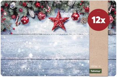 Produktbild von Abwaschbare Tischsets 12er Set Weihnachten Stern Holz