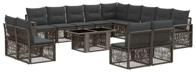 Produktbild von vidaXL Gartensofa-set 14 stk. Grau und Dunkelgrau Poly-Rattan