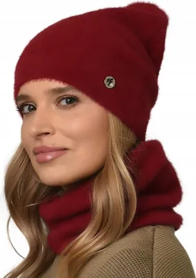 Immagine prodotto di Set da donna cappello + sciarpa, sciarpa calda + guanti, set invernale, rosso bordeaux