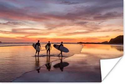 Produktbild von MuchoWow® Poster Drei Surfer bei Sonnenuntergang 30x20 cm - Plakate - Print