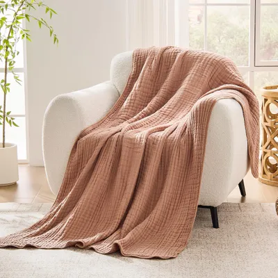 Produktbild von Musselin Tagesdecke 200x230cm - 100% Baumwolle - 6 Lagen -