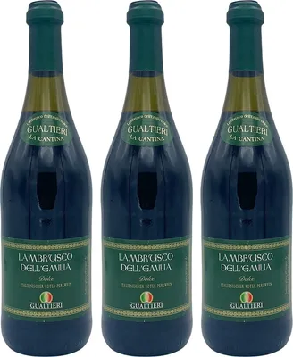 Produktbild von Lambrusco Gualtieri Rosso süß 3x 0,75l Dell Emilia | Roter Perlwein aus Italien | 7,5% Vol.