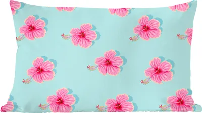Produktbild von MuchoWow® Zierkissen Sofakissen Wohnzimmer Dekokissen 50x30 cm Blumen - Sommer - Rosa - Muster - Wohnzimmerdekoration - Polster mit Photo