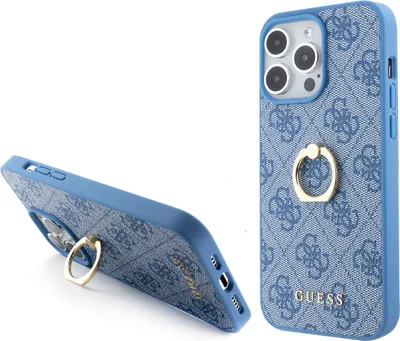 Produktbild von Guess iPhone 15 Pro Hardcase - 4G - Whiteh Ring Holder - Blue