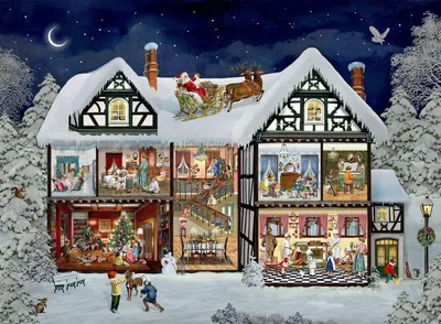 Produktbild von A3-Wand-Adventskalender - Im Adventshaus