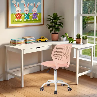 Image de Chaise haute réglable en hauteur, chaise pivotante, avec 5 roulettes, pour chambre d'enfant, adaptée aux enfants de 3 à 10 ans, jusqu'à 100 kg