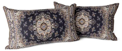 Produktbild von Set mit 2 Boho-Kissenbezügen, 30 x 50 cm, samtweich, im Boho-Retro-Stil, dekorative Kissenbezüge für Sofa, Schlafzimmer und Wohnbereich, schwarz-gold