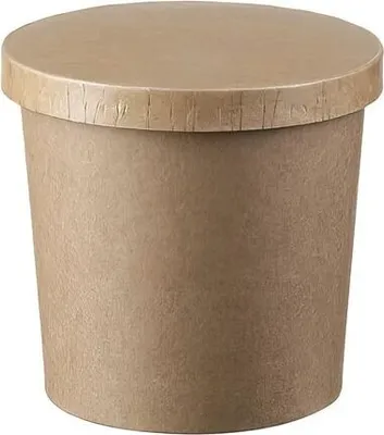 Produktbild von 50x Eisbecher Feinkostbecher aus Kraftpapier  rund 350ml braun mit Deckel
