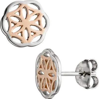 Produktbild von JOBO Ohrstecker 925 Sterling Silber bicolor vergoldet Ohrringe