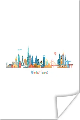 Produktbild von MuchoWow® Poster Skyline - Reisen - Welt 120x180 cm - Kunstposter