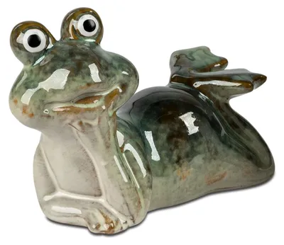 Produktbild von Dekofigur Frosch STEINOPTIK liegend L. 16cm grau grün aus Steinzeug Formano S26
