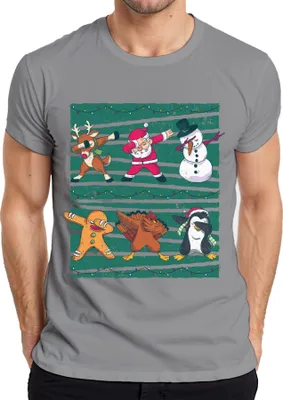 Produktbild von Dabbing Rentier Santa Schneemann - Weihnachten Weihnachtsgeschenk Christmas Herren T-Shirt, Grau, S