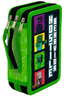 Obrázek produktu pro Pouzdro na psací potřeby Minecraft se 3 přihrádkami a obsahem
