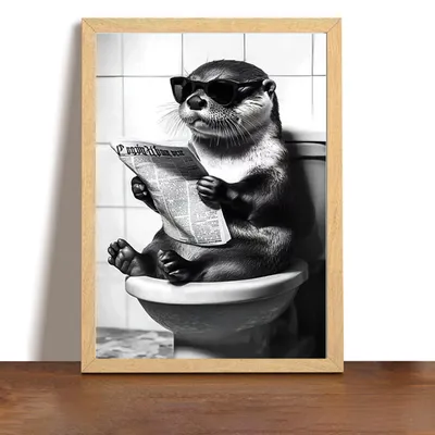 Leinwandbild Otter 30x40 cm Schwarz-Weiß lustige Tierposter