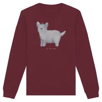 Produktbild von Mr. & Mrs. Panda Baumwoll Sweatshirt Skye Terrier Moment Größe XS - Burgundy - Geschenk, Pullover, Sweater, Pulli