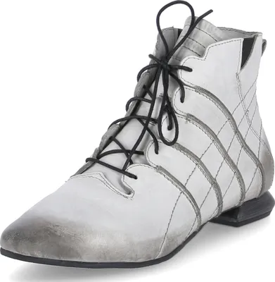 Produktbild von Damen Stiefeletten aus Glattleder in Grau mit Reißverschluss, Ziernähten und Wulstnähten