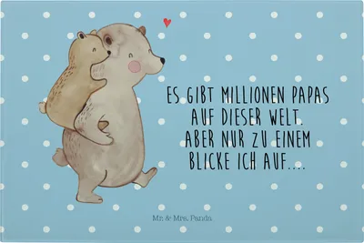 Produktbild von Mr. & Mrs. Panda Schneidebrett Aus Glas Papa Bär - Blau Pastell - Geschenk, Schneideplatte, Geburtstag, Vatertag, Vater, Schneidplatte, Muttertag, Schneidbrett