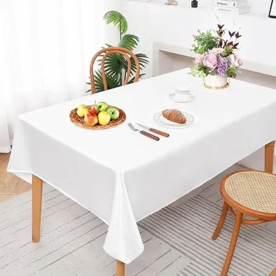 Obrázok produktu pre Obrus Wasbaart 100 x 100 cm, biely, obdĺžnikový, vodoodpudivý, polyester, na svadbu, oslavu, detské narodeniny
