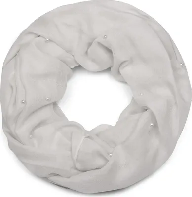 Produktbild von styleBREAKER Damen Loop Schal mit Perlen Applikation, Unifarben, Leichter Schlauchschal Einfarbig, Tuch 01016168