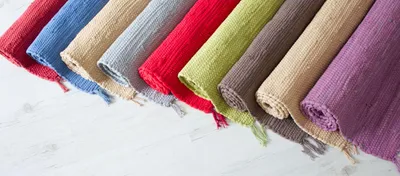 Produktbild von Handgewebter Kelim Fleckerl Uni Farben 100% Baumwolle 2000 g / qm , Farbe:Lila, Größe Teppiche:140 x 070 cm