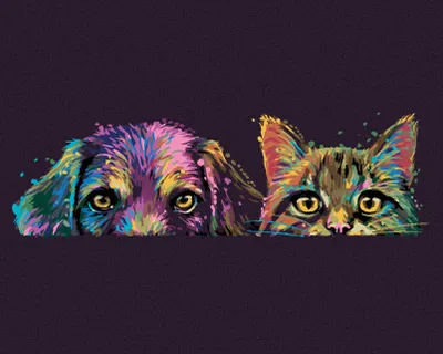 Immagine prodotto di Zuty - Dipingere con i numeri - CANE E GATTO A COLORI, 40x50 cm, senza cornice e senza tela
