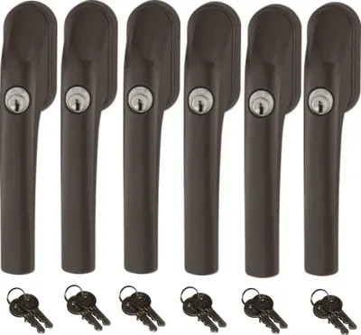 Produktbild von Abus FG300 abschließbarer Fenstergriff braun, im Set 6 Stück gleichschließend, Schließung AL0089 mit insgesamt 12 Schlüssel