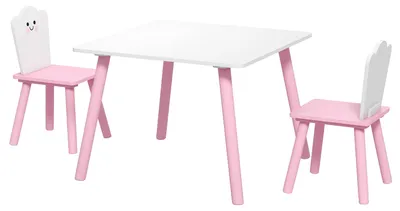 Produktbild von Kindertisch mit Stuhl, Holztisch und 2 Stš¹hle zum Malen, Spielen, Lernen, rosa