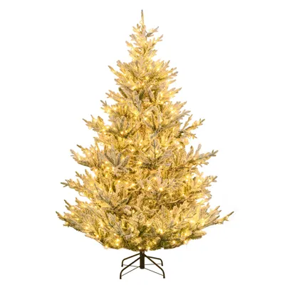 Produktbild von COSTWAY Künstlicher Weihnachtsbaum 210cm mit Schnee, Tannenbaum Christbaum Weihnachten mit warmweißen LEDs, 13 Modi, Timer & einstellbarer Helligkeit
