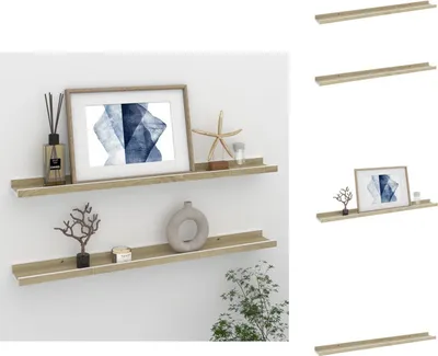 Immagine prodotto di vidaXL Mensole da parete 2 pz. Bianco e rovere Sonoma 80x9x3 cm - Mensole a muro