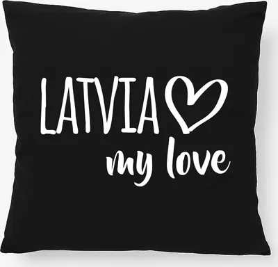 Produktbild von Huuraa Kissen Latvia my love 40x40cm mit Füllung Black Baumwolle Dekokissen Geschenkidee