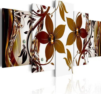 Zdjęcie produktu dla Obrazy na płótnie 200x100 cm b-A-0021-b-n obraz na płótnie z włókniny 5 sztuk art print nowoczesna grafika ścienna XXL dekoracja ścienna design obraz ścienny KWIATY ABSTRAKT