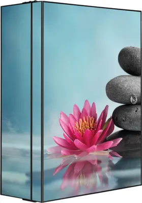 Produktbild von XXL Medizinschrank abschließbar Stahl anthrazit Arzneischrank Lotus Und Steine  Medikamentenschrank 35x46x15cm, Beklebung komplett [BSA1 10818]