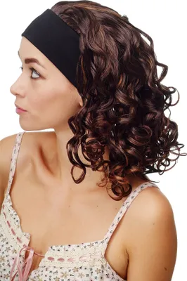 Produktbild von WIG ME UP Damenperücke Stirnband Braun Locken Schulterlang Modell: BRO-704