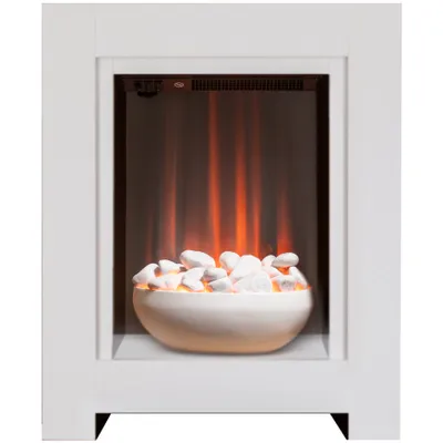 Produktbild von Kamin-Set Adam Monet in Weiß mit elektrischem Kamin, Maße 73 cm x 60 cm x 20 cm, LED-Flamme, Heizleistung 1–2 kW